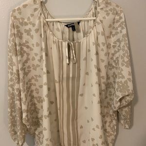 Lg Express flowy top with gray hearts, Never worn